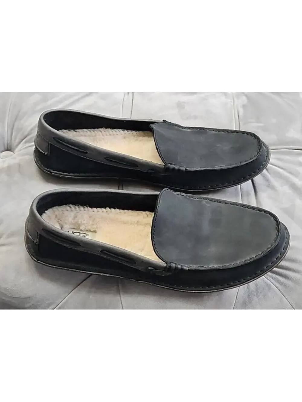 UGG Australia 1005715 Gray Suede Boat Shoes Loafers Mens Flats Slippers 10